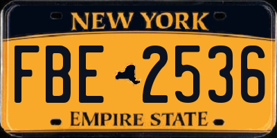 NY license plate FBE2536
