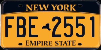 NY license plate FBE2551