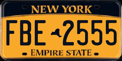 NY license plate FBE2555