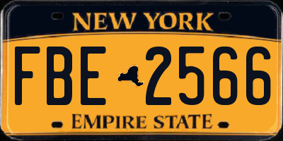 NY license plate FBE2566