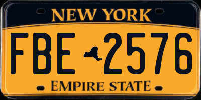 NY license plate FBE2576