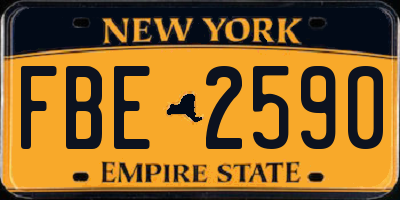 NY license plate FBE2590