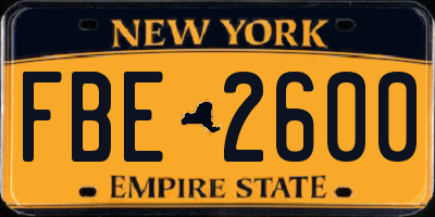 NY license plate FBE2600