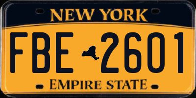 NY license plate FBE2601