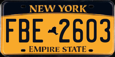 NY license plate FBE2603