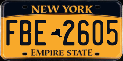 NY license plate FBE2605