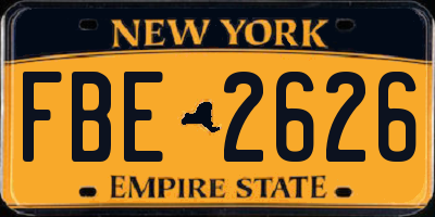 NY license plate FBE2626