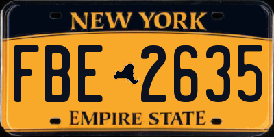 NY license plate FBE2635