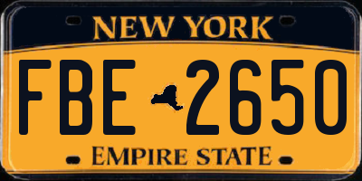 NY license plate FBE2650