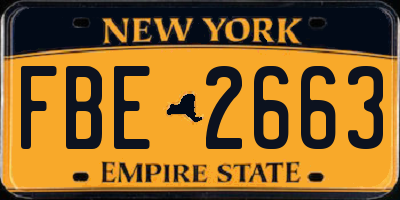 NY license plate FBE2663