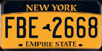 NY license plate FBE2668