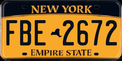 NY license plate FBE2672