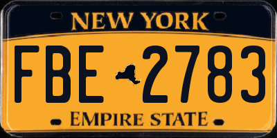 NY license plate FBE2783