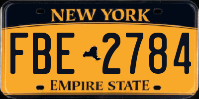NY license plate FBE2784
