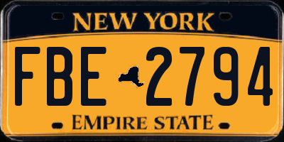 NY license plate FBE2794