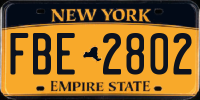 NY license plate FBE2802