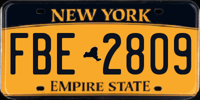 NY license plate FBE2809