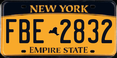 NY license plate FBE2832