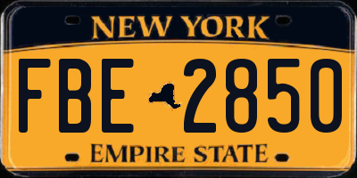 NY license plate FBE2850