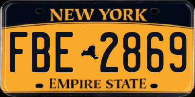 NY license plate FBE2869