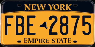 NY license plate FBE2875
