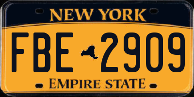 NY license plate FBE2909