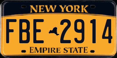 NY license plate FBE2914