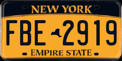 NY license plate FBE2919