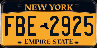 NY license plate FBE2925