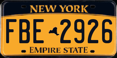 NY license plate FBE2926