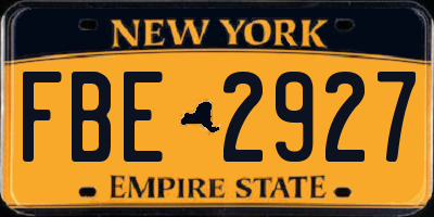NY license plate FBE2927