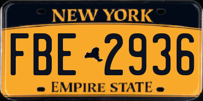 NY license plate FBE2936