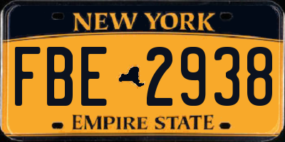 NY license plate FBE2938