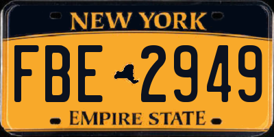 NY license plate FBE2949