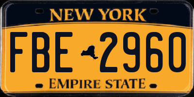 NY license plate FBE2960