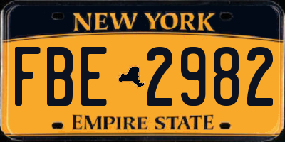 NY license plate FBE2982