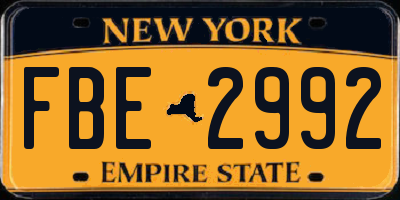 NY license plate FBE2992