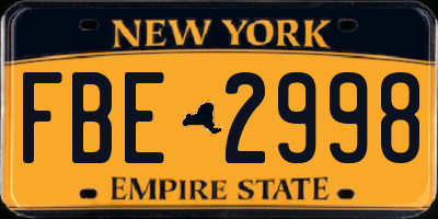 NY license plate FBE2998