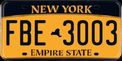 NY license plate FBE3003