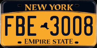 NY license plate FBE3008