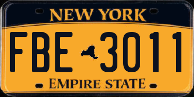 NY license plate FBE3011
