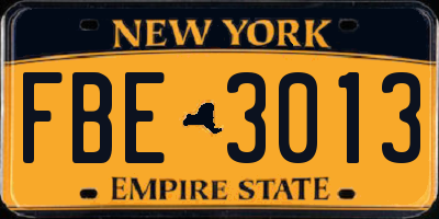 NY license plate FBE3013
