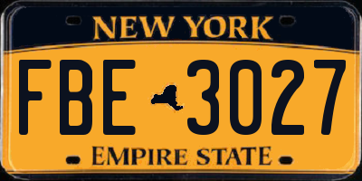 NY license plate FBE3027