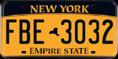 NY license plate FBE3032
