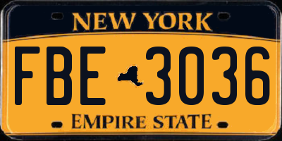 NY license plate FBE3036