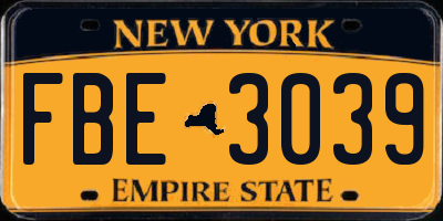 NY license plate FBE3039