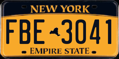 NY license plate FBE3041