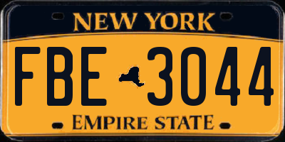 NY license plate FBE3044