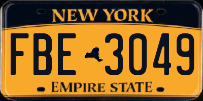 NY license plate FBE3049