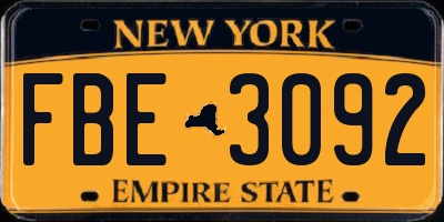 NY license plate FBE3092